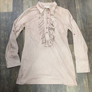 SOFT SURROUNDINGS Suede Feel Tunic Ruffles Size S